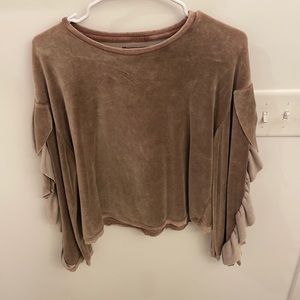 Mustard Seed M suede Top- dark blush